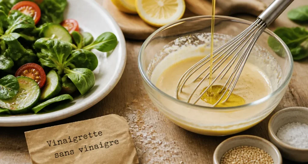 Vinaigrette sans vinaigre crémeuse au citron et tahini, salade