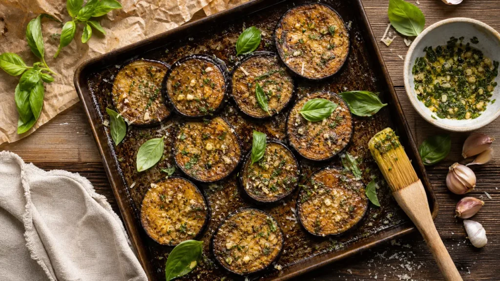Aubergines grillées au four à l’italienne : 200°C, basilic et chair fondante