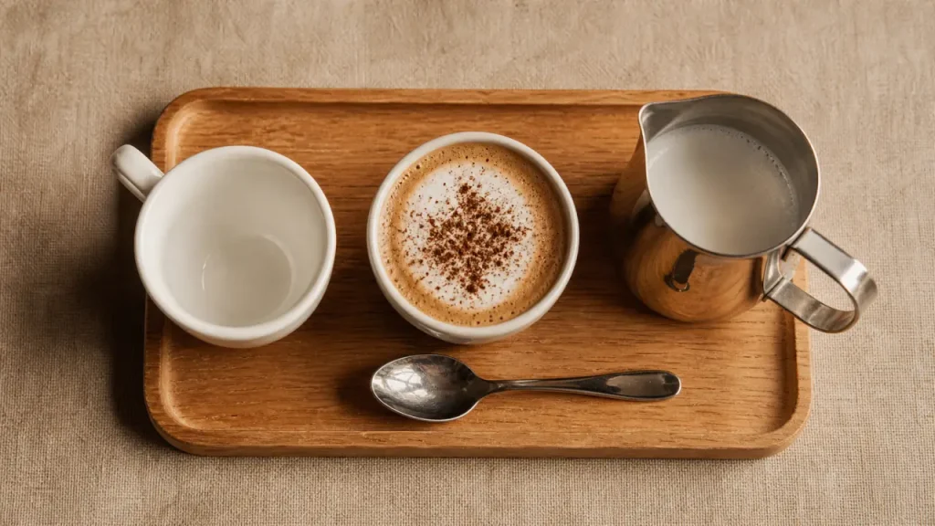 Cappuccino maison : 150 ml de lait, 1 espresso et une mousse fine