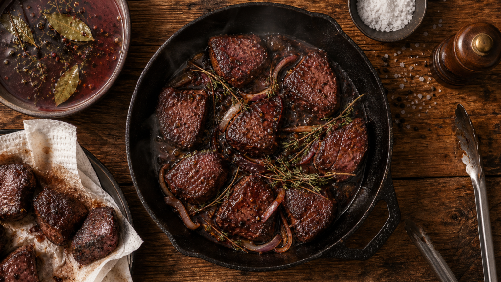 Comment faire cuire du sanglier à la poêle : médaillons, marinade, saisie courte, repos