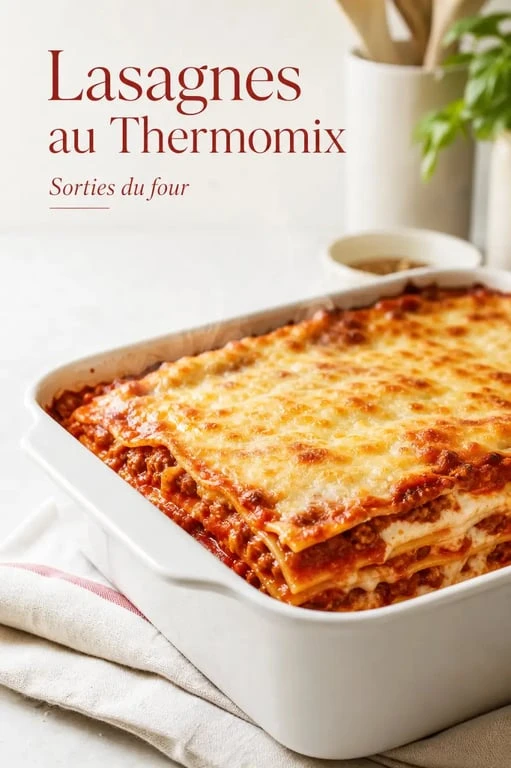 Lasagnes thermomix dorées et fondantes servies dans un plat à gratin