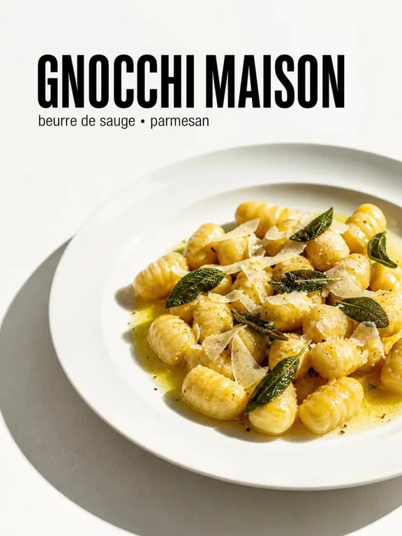 Recette gnocchi maison servis dans une assiette élégante avec sauce et parmesan