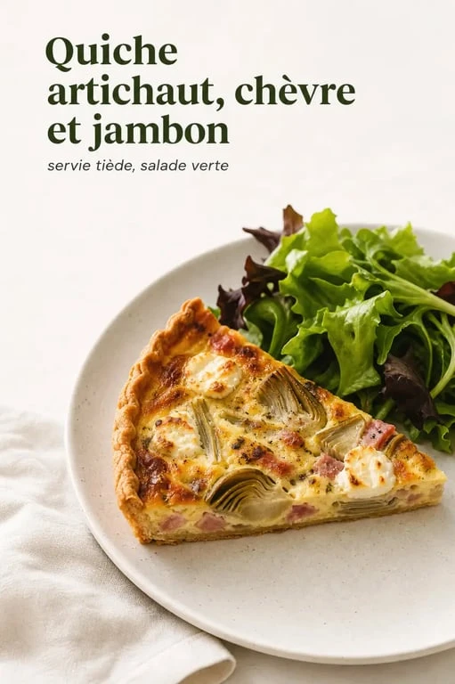 Recette avec coeur d artichaut : quiche dorée aux cœurs d’artichaut, chèvre et jambon