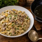 Pâtes aux champignons crémeuses avec ail et persil