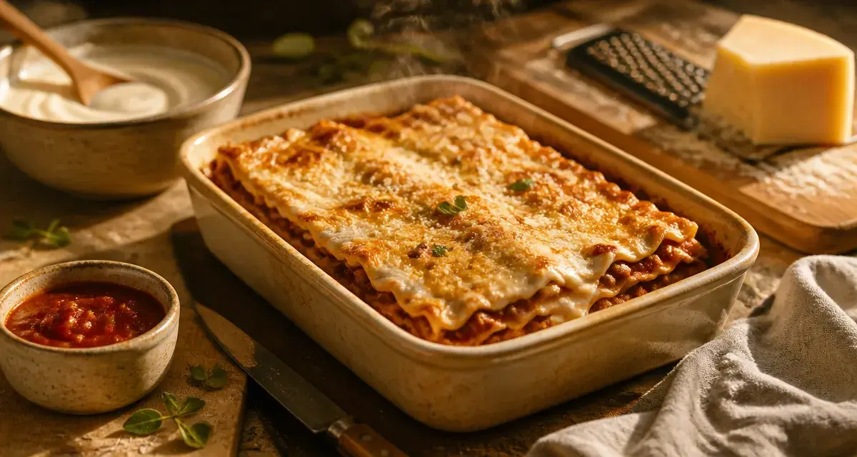 Recette lasagne maison italienne : lasagnes ragù et béchamel, gratinées
