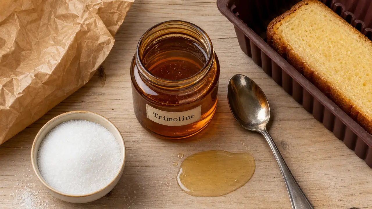 Sucre inverti Trimoline : pot, cristaux évités, moelleux de cake