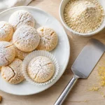 Amaretti moelleux recette italienne, craquelé au sucre glace}}