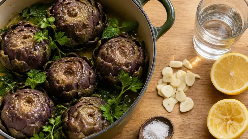 Artichauts braisés à l’italienne : 30 minutes de cuisson pour des cœurs fondants