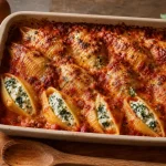 Conchiglioni recette italienne au four ricotta-épinards gratin doré
