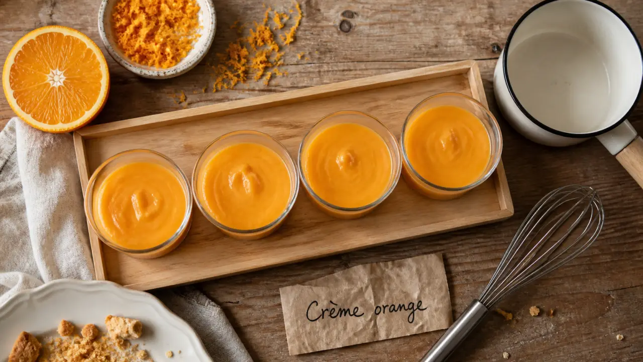 Crème à l'orange recette italienne : verrines au zeste, cuisson 85 °C