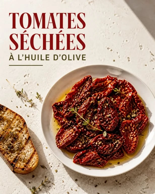 Recette tomate séchée recette italienne servie à l’huile d’olive avec pain grillé