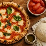Italie pizza napolitaine margherita : mozzarella, basilic, pâte