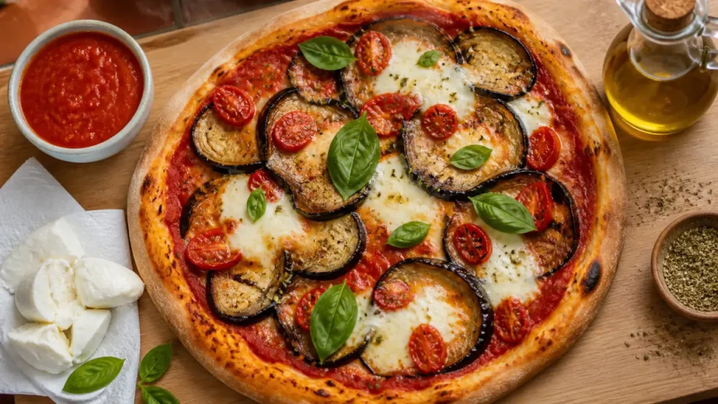 Pizza aubergine italienne : 240°C, mozzarella bien égouttée et pâte croustillante
