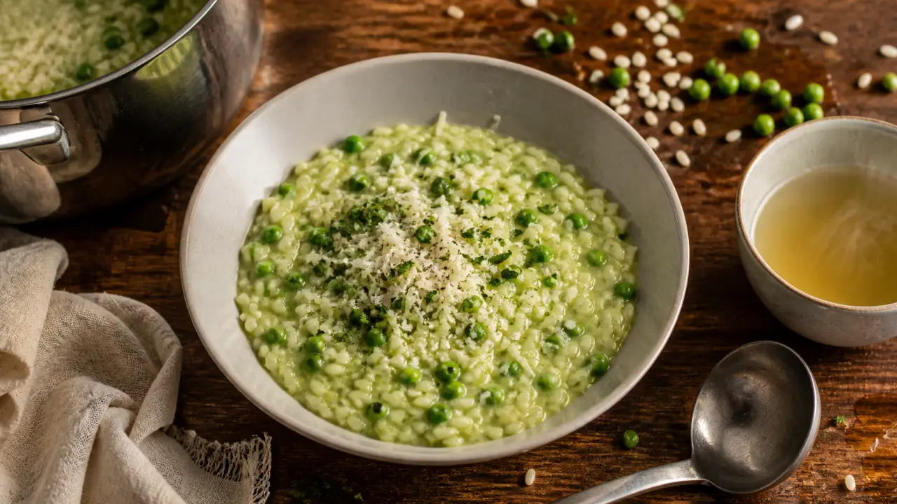 Risotto petit pois italien crémeux au Vialone Nano, parmesan et persil