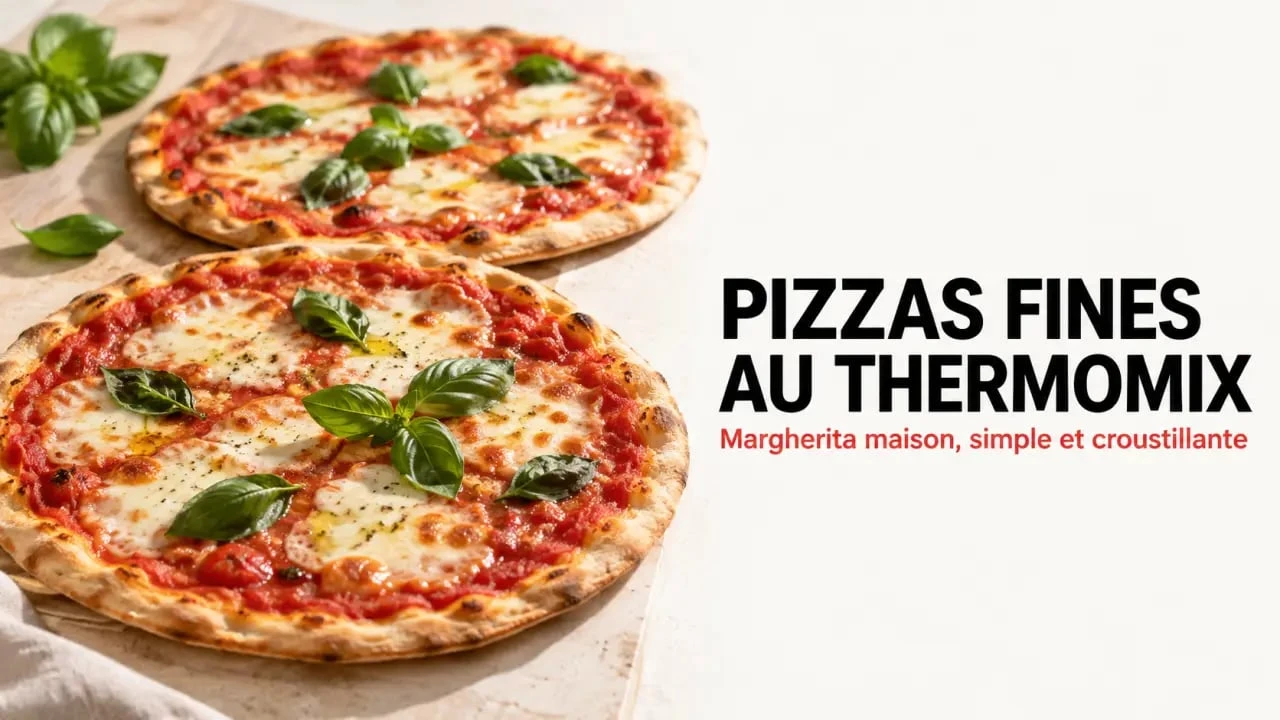 Pâte à pizza thermomix italienne cuite en deux pizzas fines de type Margherita