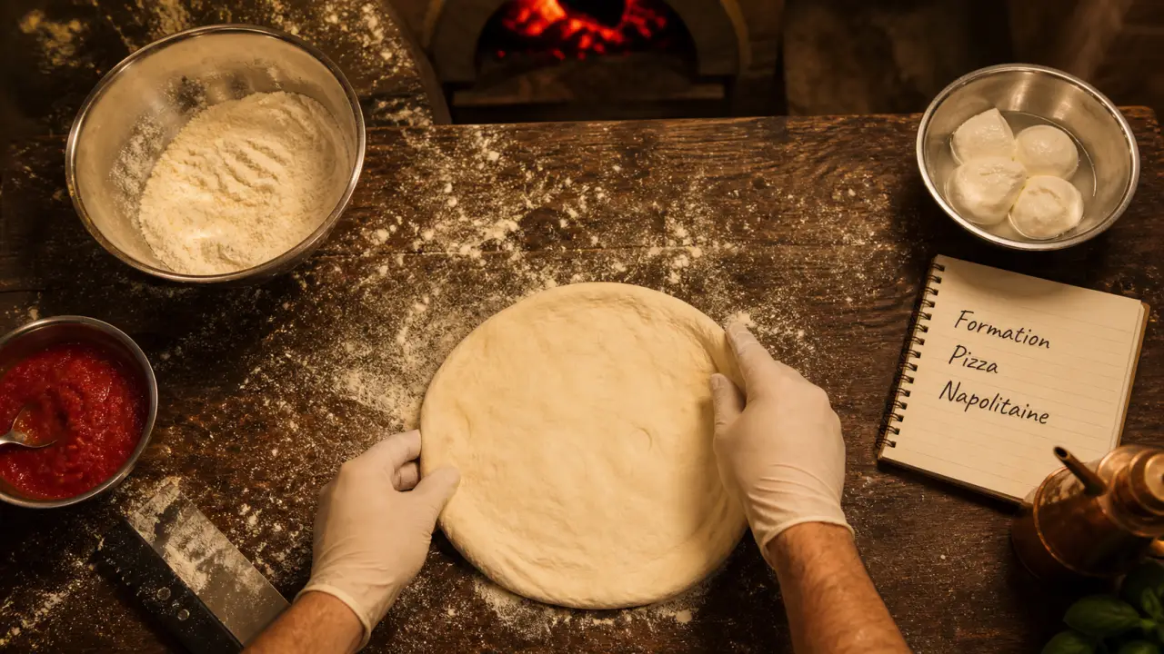 Formation pizza napolitaine italie à Naples : pâte, farine et four à bois