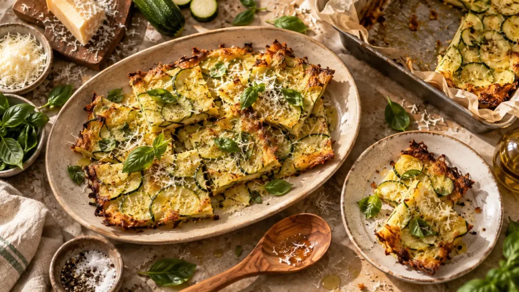 La scarpaccia de courgettes, une galette italienne fine et croustillante au four