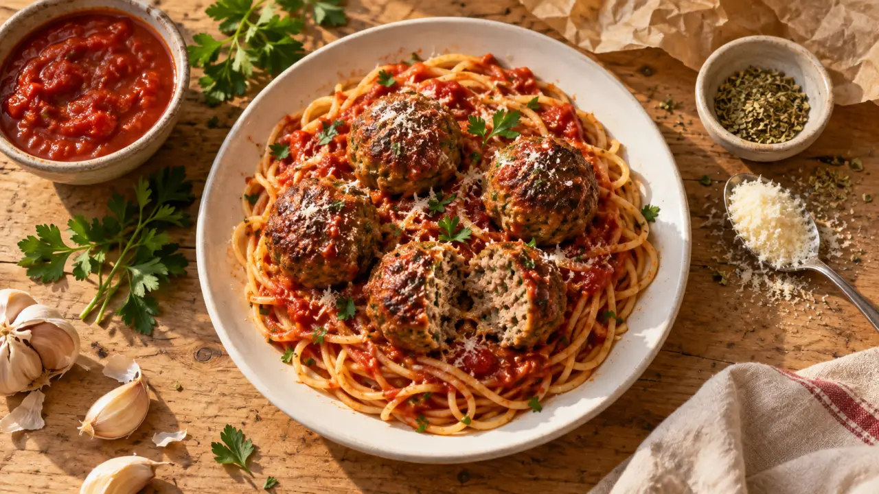 Recette boulette de viande italienne : boulettes de viande moelleuses en sauce tomate