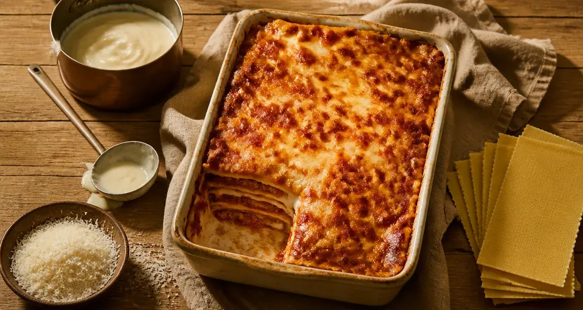 Recette lasagne italienne : lasagnes au ragù fondant, béchamel et parmesan