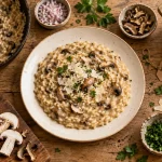 Risotto aux champignons recette italienne, mantecatura crémeuse