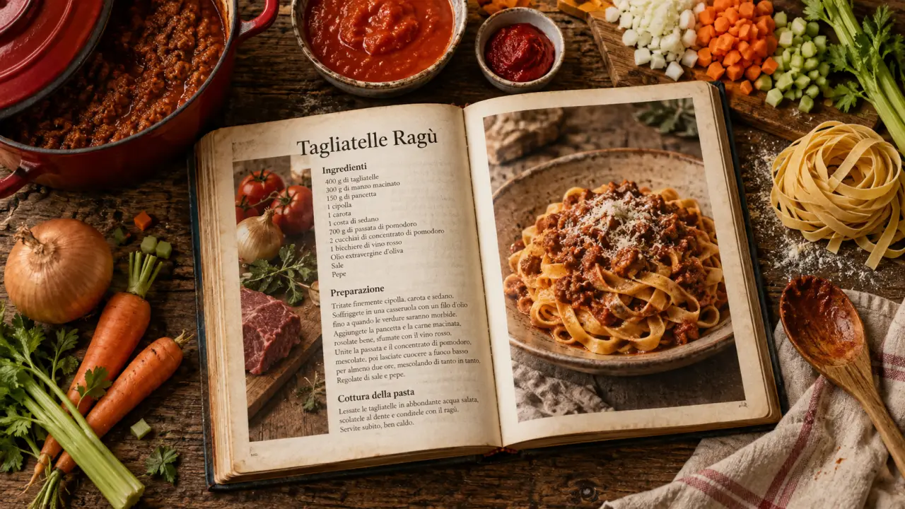 Livre cuisine italienne et tagliatelle fraîches, recette italienne
