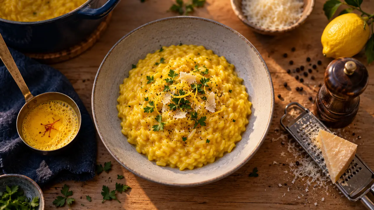Recettes italiennes gastronomiques : risotto au safran