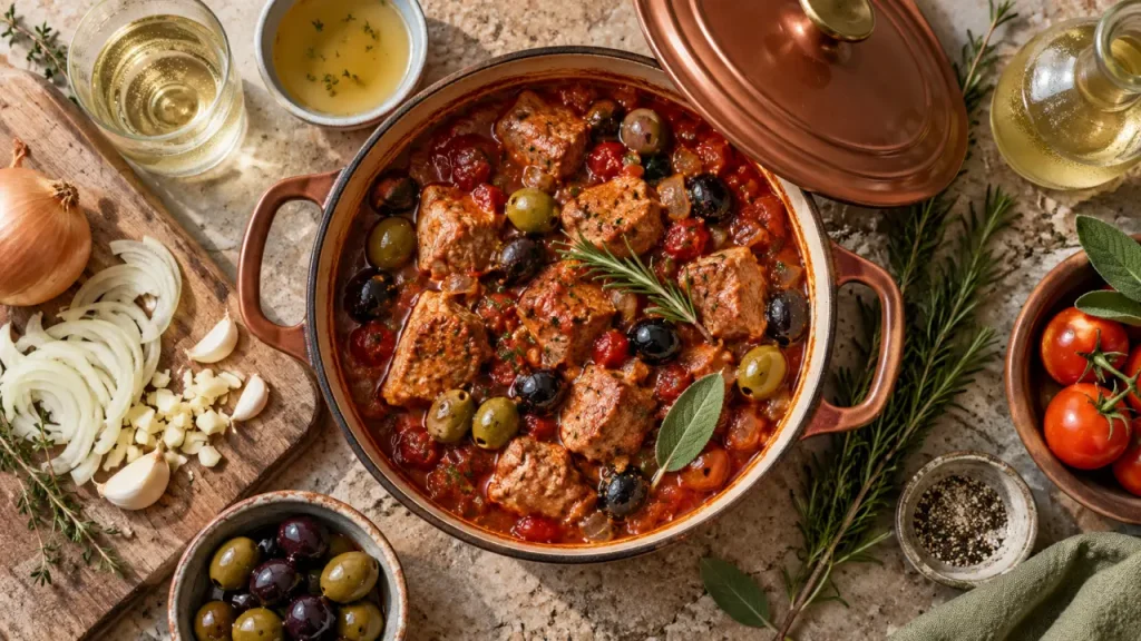 Sauté de veau aux olives à l’italienne : une sauce nappante après 1 h 30 de cuisson
